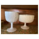 Milk glass footed bowls