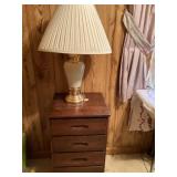 Wooden stand with lamp