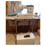 Husqvarna Viking Emerald sewing machine in stand