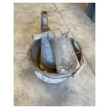 Galvanized oil can and primitives