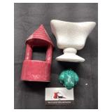 Planters and ceramic frog