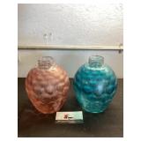 Blue & Pink Glass Lampshades