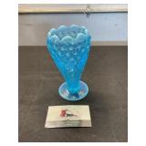 Blue glass hobnail vase