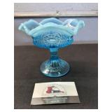 Blue glass candy dish