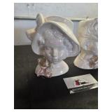 Enesco Cermaix Lady Head Bust Planters
