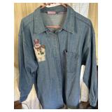 2x denim needle work ladies shirt