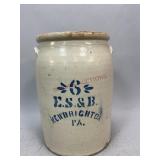 Number 6 E.S. & B. New Brighton PA Stoneware Crock