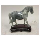 Crystal Horse with Ornate Stand