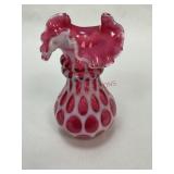 Cranberry Ruffled Vase