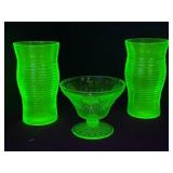 Uranium Glass Tumblers and Sorbet Dish
