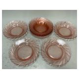 Vereco Pink Depression Glass Plates