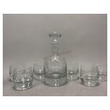 Clear Bubble Bottom Glass Decanter and Tumblers