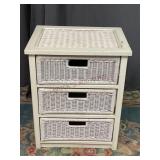 Wooden Storage Stand with Woven Baskets