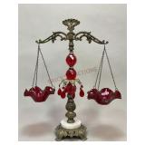 Decorative Ruby, Brass and Marble Scale of Justice