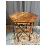 Vintage Wooden Hexagon Side Table