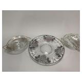 Three Pieces of Sterling Silver Overlay Glass