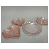 Pink Depression Glass Plates and Ashtray