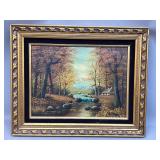 Forest Landscape Oil Painting Signed By Huntex
