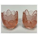 Fenton Pink Tulip Candle Holders