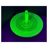 Vaseline Cake Plate W/ Gold Trim