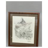 Framed Signed Graphite Drawing of Zermatt