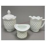 Hobnail Milk Glass Cream Pitcher, Sugar and More