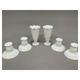 Milk Glass Candlestick Holders and Vases