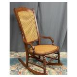Antique Caned Bottom Rocking Chair