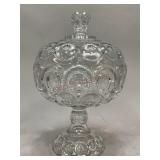 Moon and Stars Clear Glass Covered Compote