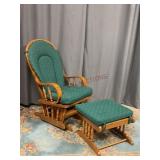 Wooden Glider Rocker with Footrest