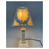 Metal and Slag Glass Table Lamp