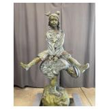 Bronze Statue of Two Children Playing Leapfrog