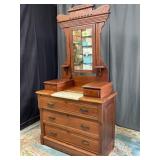 Victorian Marble Insert Dresser with Mirror