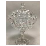 Large Pressed Clear Glass Covered Compote