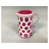 Fenton Opalescent Coin Dot Cranberry Creamer