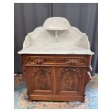 Victorian Marble Top Walnut Washstand
