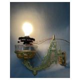 Victorian Cast Iron Wall Hanging Oil Lamp