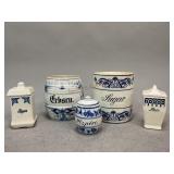 Assorted Canisters with Cobalt Blue