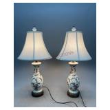 Two Ceramic and Brass Table Lamps