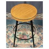 Wooden Swivel Stool with Metal Base