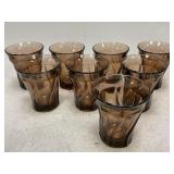 Eight Fostoria Jamestown Brown Water Goblets
