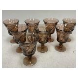 Eight Fostoria Jamestown Brown Stemmed Goblets