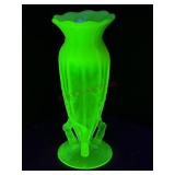 Northwood Vaseline Glass Twig Vase