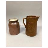Brown Stoneware Pitcher and Jug