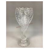 Clear etched glass vase