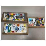 License Plate Signs with Wooden Backs