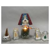 Decorative Christmas Trees in Jars and Light