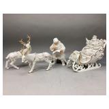 Porcelain Santa & Sleigh set