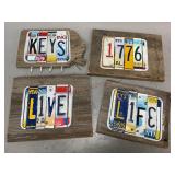 License Plate Signs with Wooden Backs