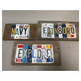License Plate Signs with Wooden Backs